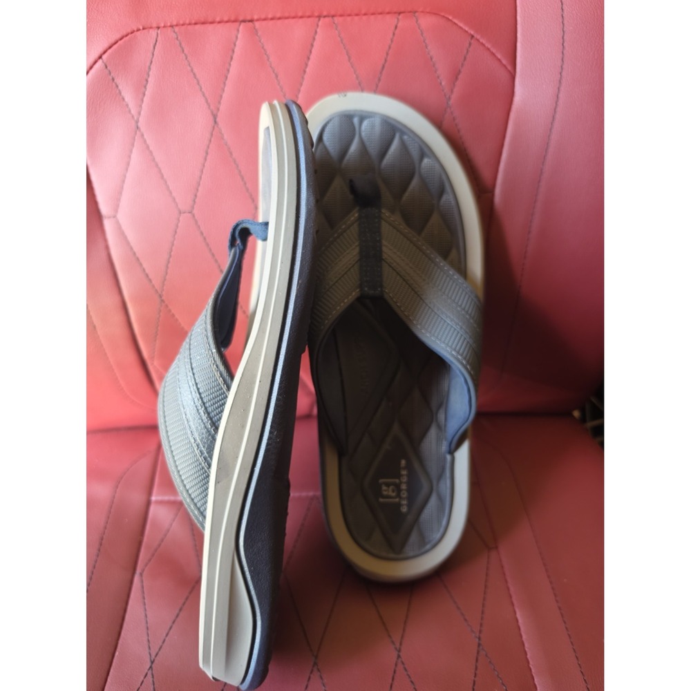 George Mens Premium Comfort Flip Flops Brown Size 10 - Picture 2 of 5